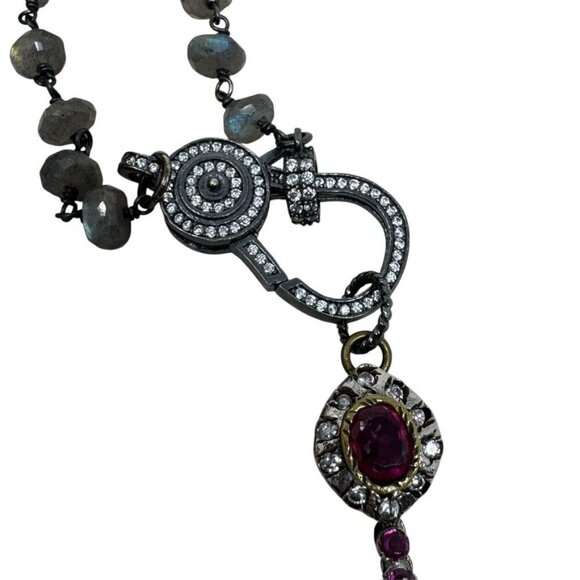 Turkish Pendant Necklace Semi-Precious Stones Grand Bazaar Istanbul 20" - Picture 9 of 10